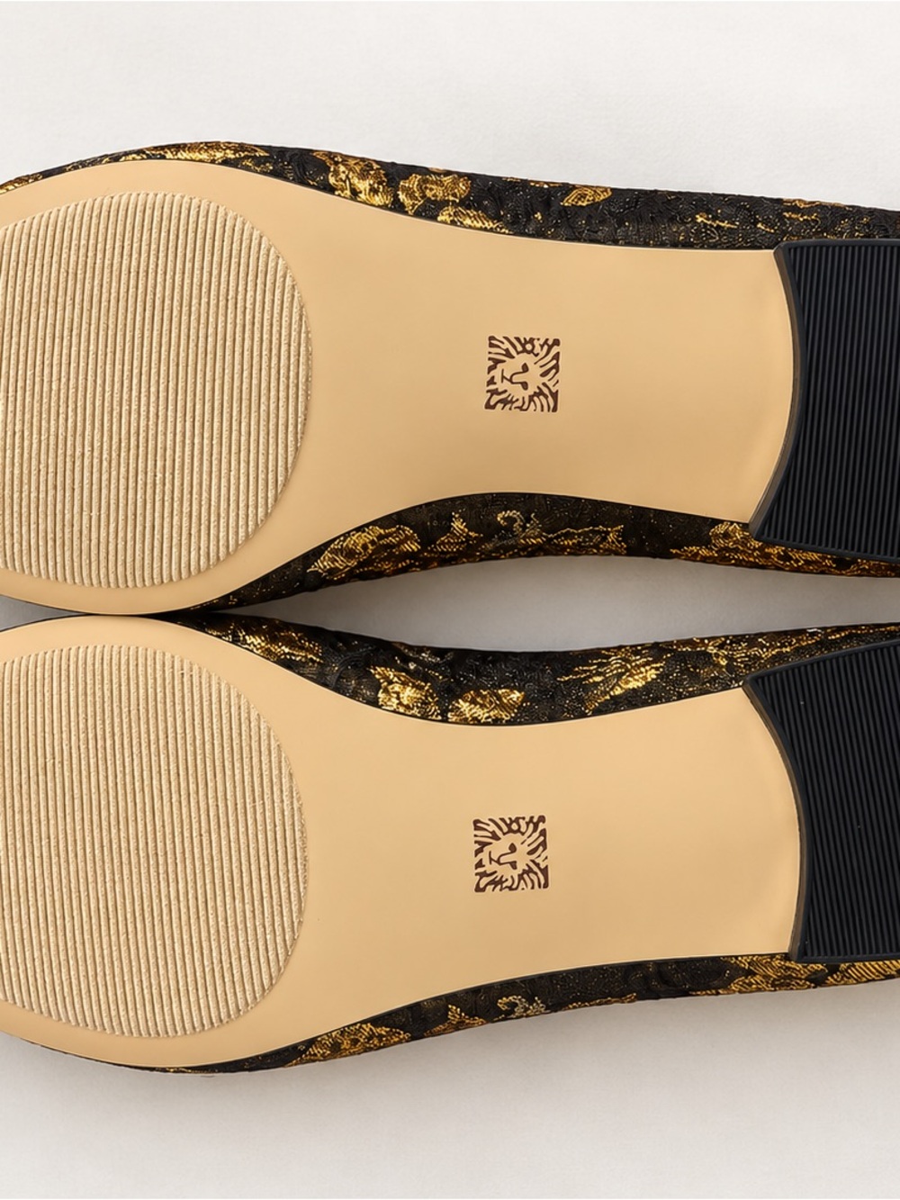 Anne Klein Gold Brocade Floral Ballet Flats 7.5M New - Picture 4 of 6